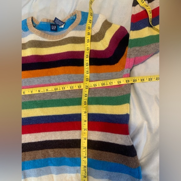 Gap vintage lambswool Hong Kong Colorful rainbow multi Striped Womens Sweater L - Picture 5 of 5
